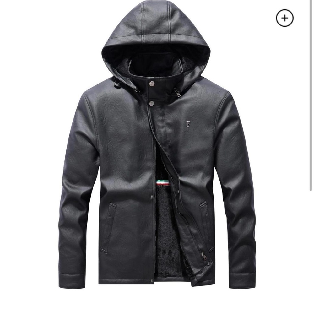 NWT F Collections Vegan Leather Jacket Black Size Medium - Picture 2 of 8